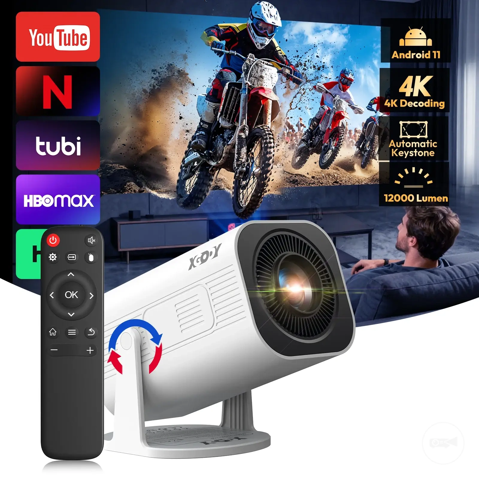 جهاز عرض Xgody Gimbal 3 Pro بتصميم محمول