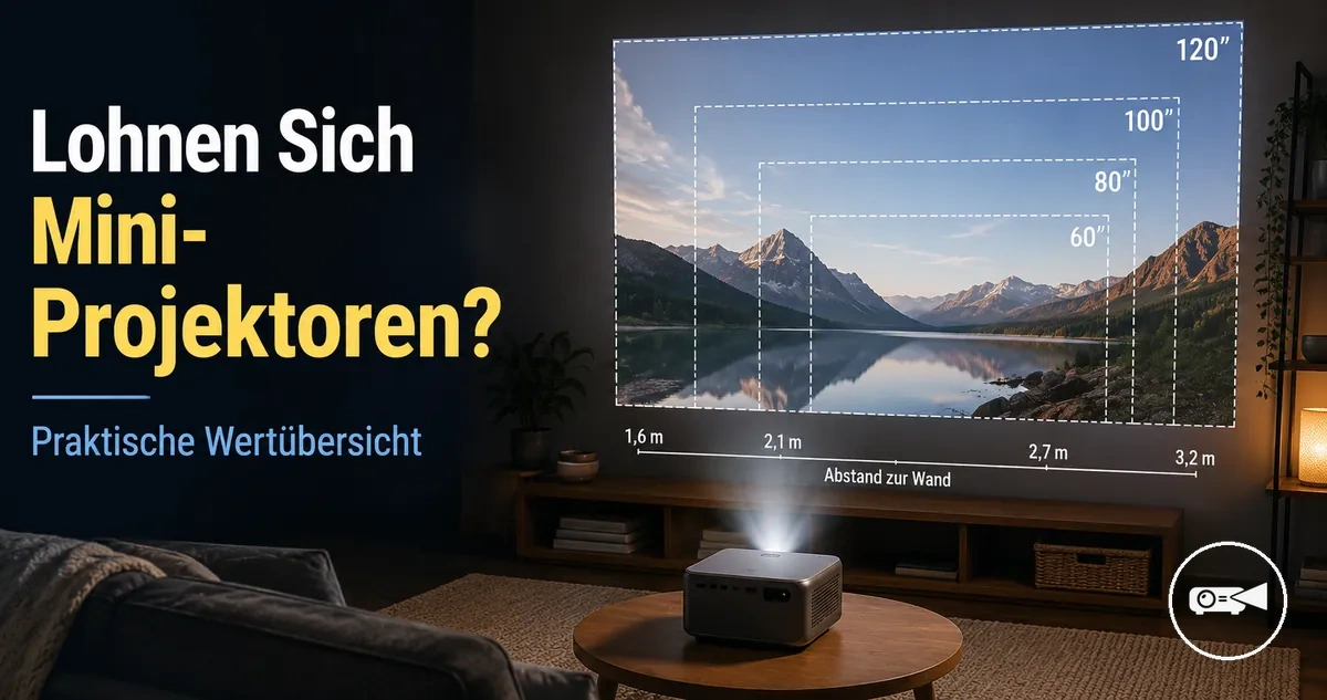 Mini-Projektor in einer kleinen Einrichtung zur Anzeige der praktischen Bildschirmgröße