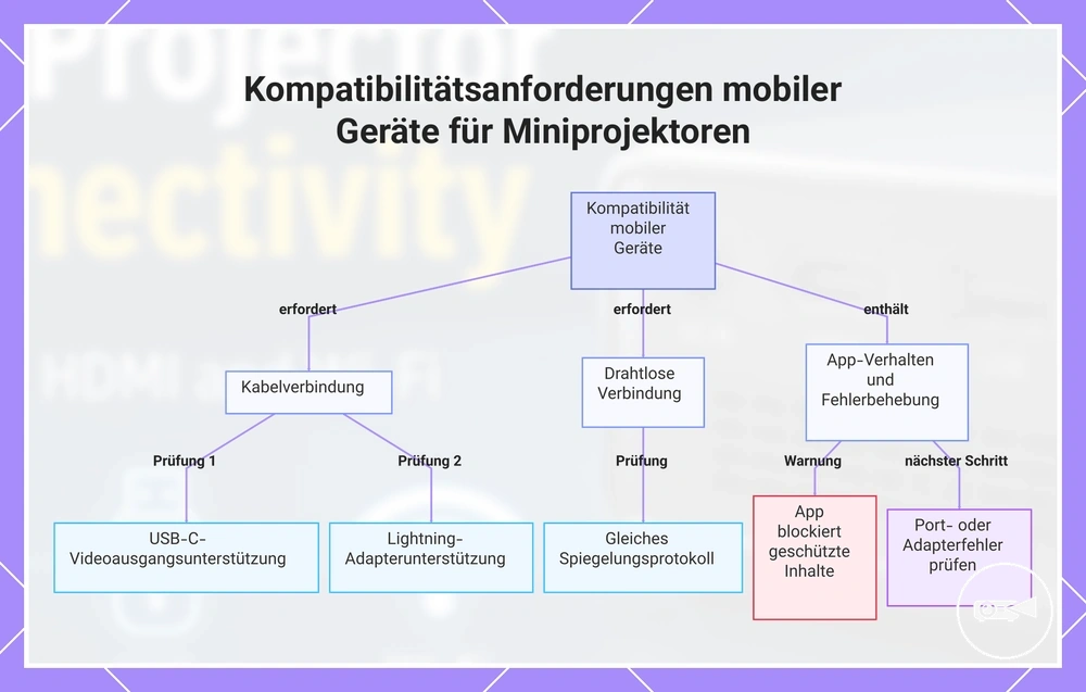 Kompatibilitätsanforderungen mobiler Geräte für Miniprojektoren