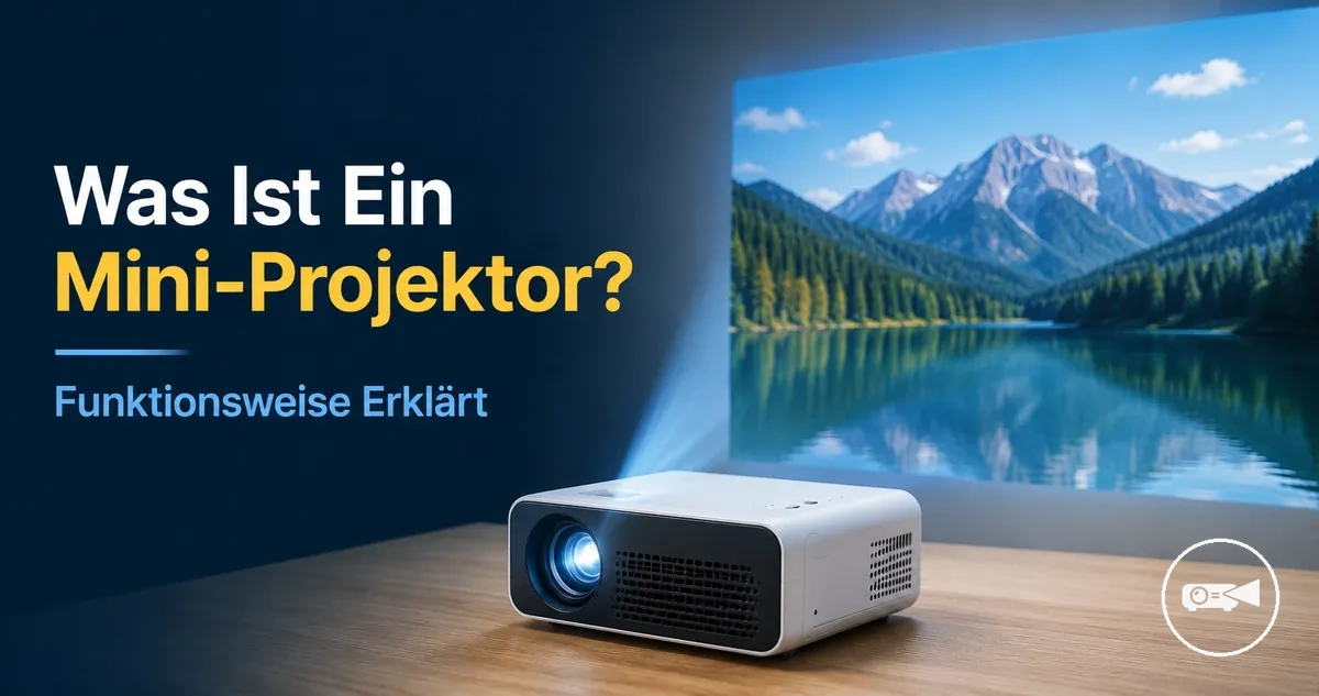 Kleiner Mini-Projektor mit sichtbarer Linse, Gehäuse und grundlegender Projektionseinrichtung