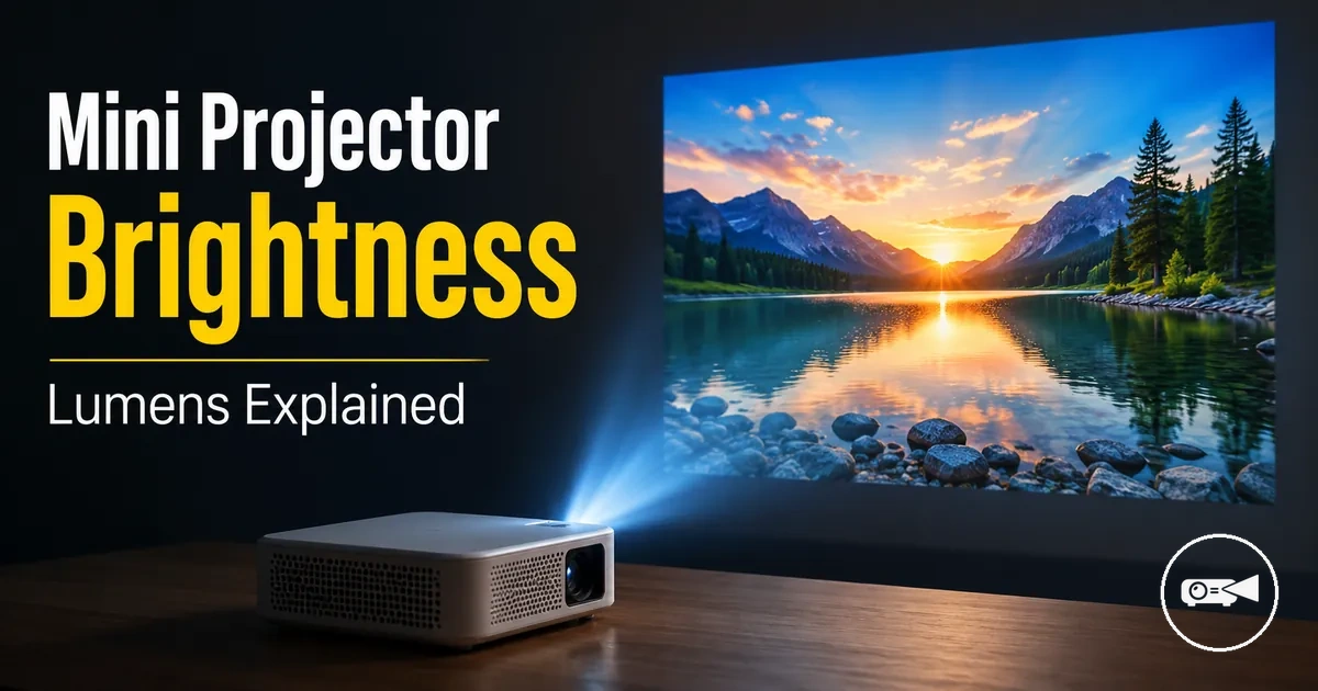 Mini projector displaying a bright image in a dim room