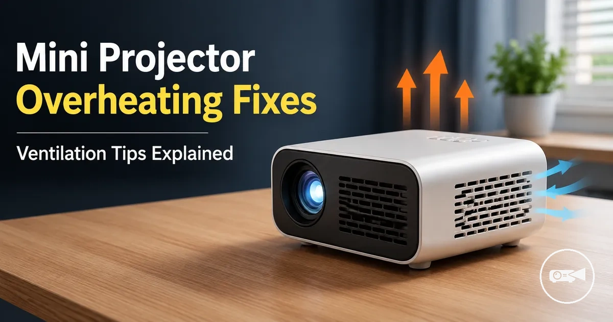Mini projector with visible ventilation vents and space around the device