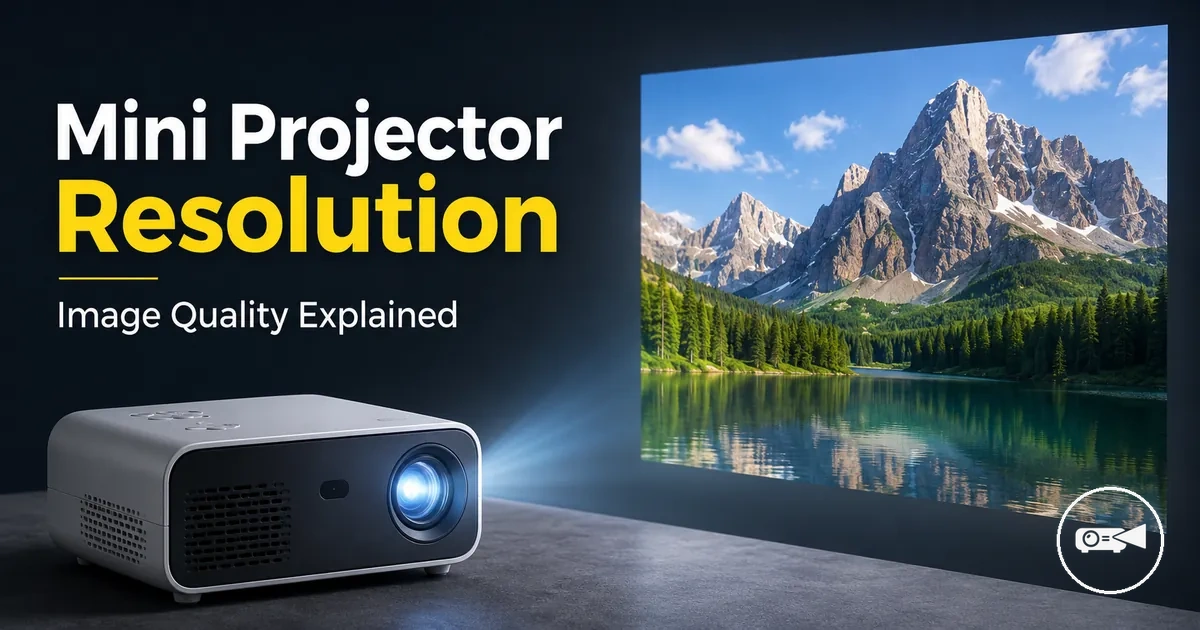 Mini projector displaying a sharp image with visible picture detail