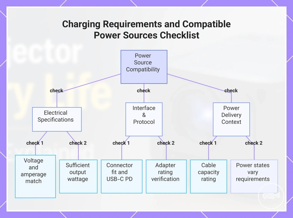 Charging Requirements and Compatible Power Sources Checklist