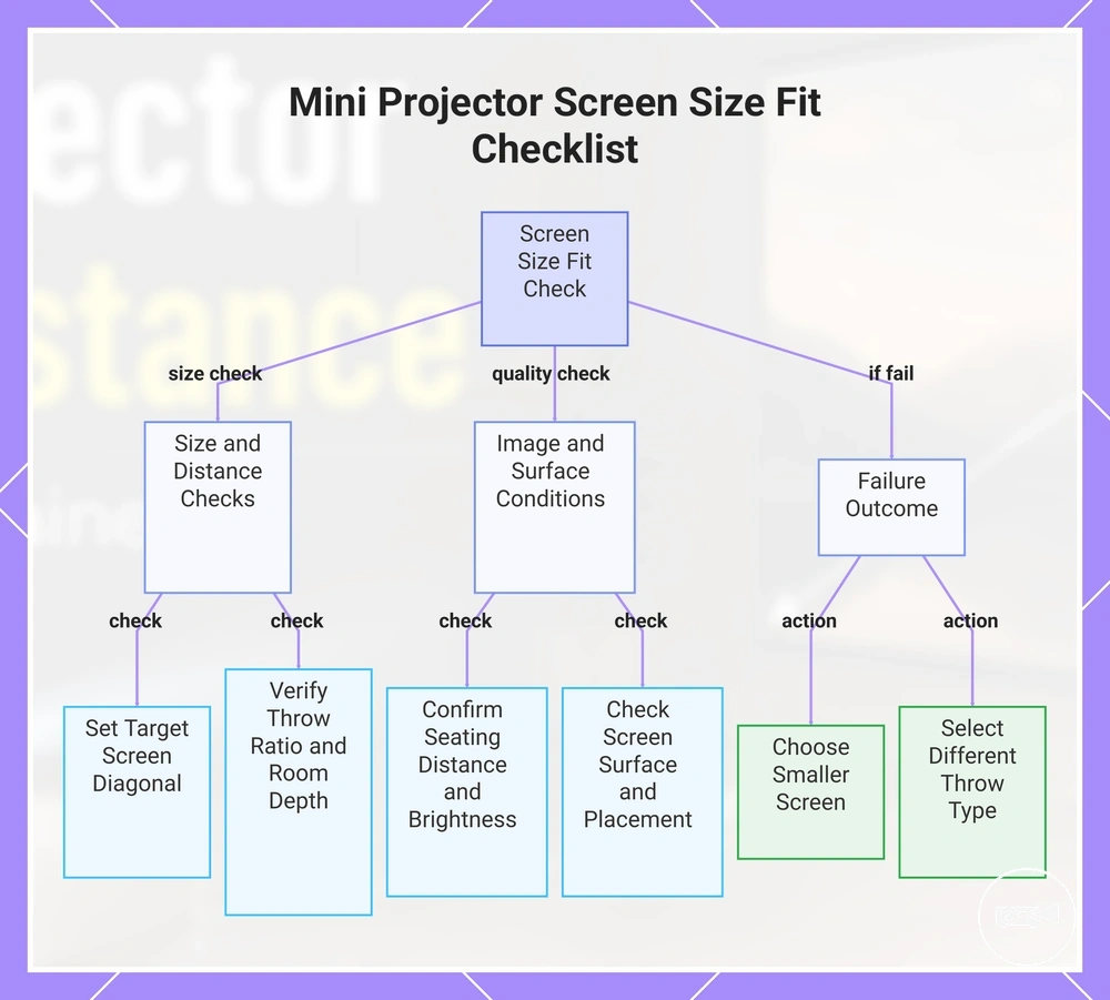 Mini Projector Screen Size Fit Checklist