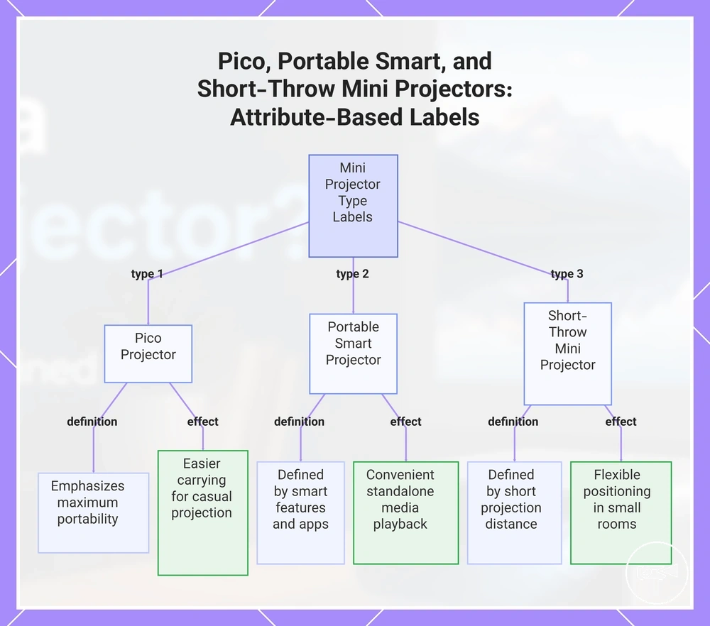 Pico, Portable Smart, and Short-Throw Mini Projectors: Attribute-Based Labels