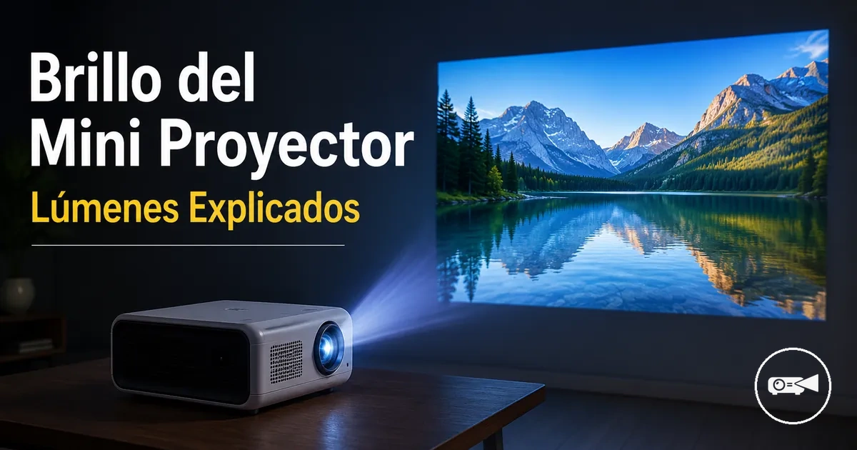 Mini proyector mostrando una imagen brillante en una habitación con poca luz