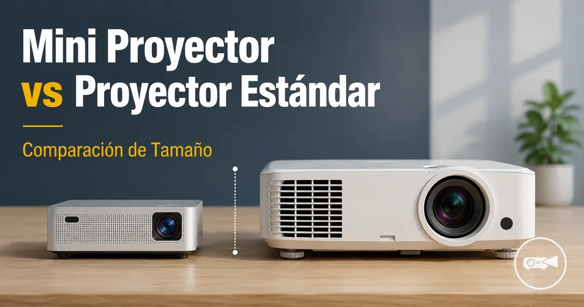 Mini proyector junto a un proyector estándar para comparar tamaños
