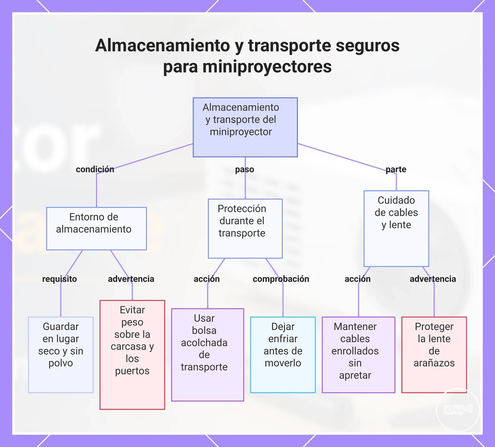 Almacenamiento y transporte seguros para miniproyectores