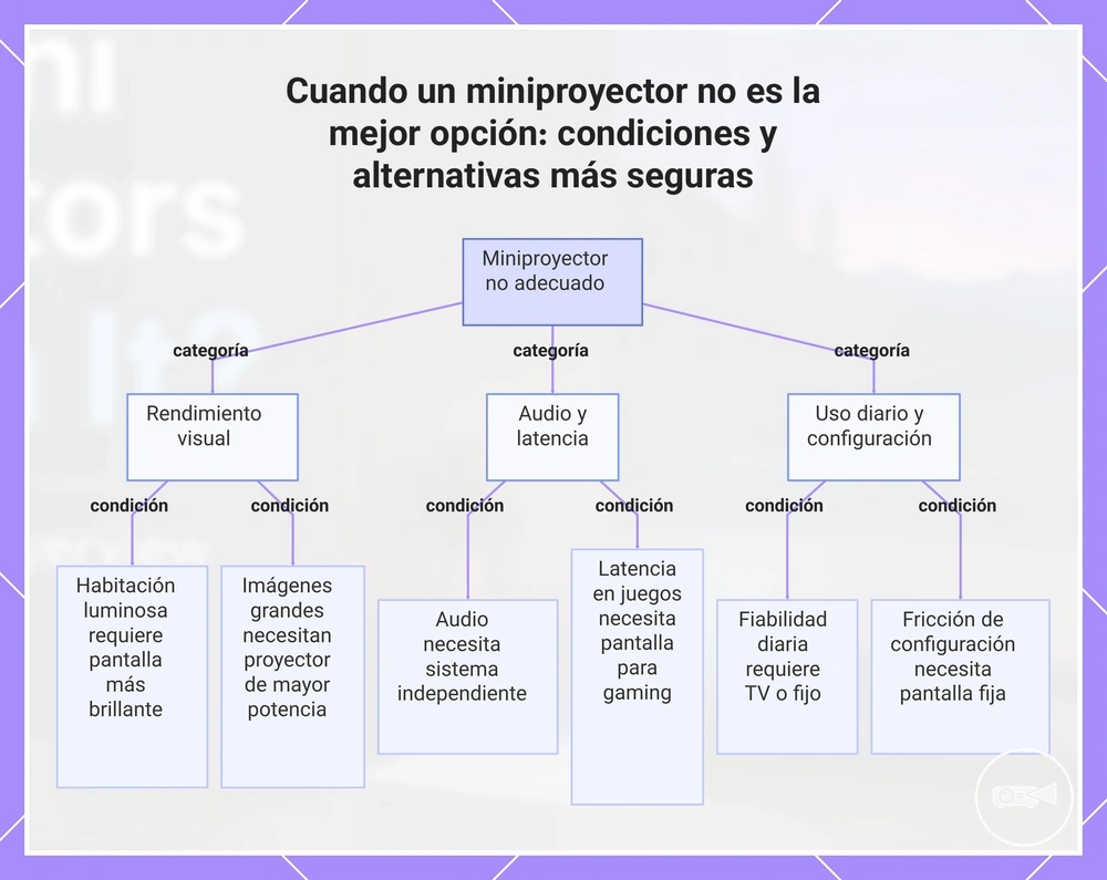 Cuando un miniproyector no es la mejor opción: condiciones y alternativas más seguras