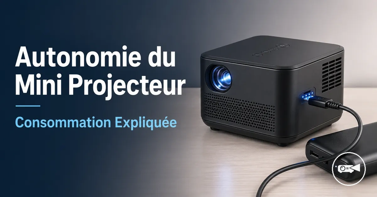 Mini projecteur alimenté par batterie avec câble de recharge connecté