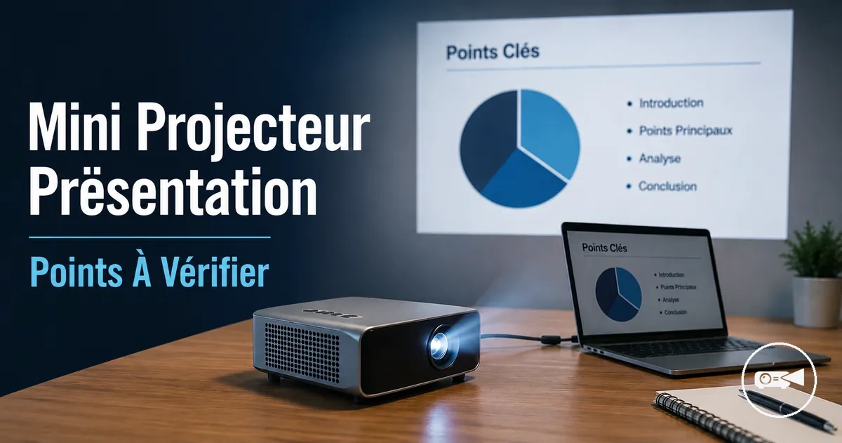 Mini projecteur utilisé pour une présentation avec un ordinateur portable sur un bureau