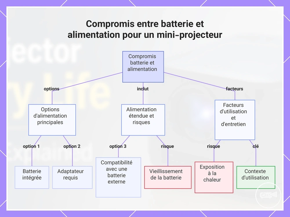 Compromis entre batterie et alimentation pour un mini-projecteur