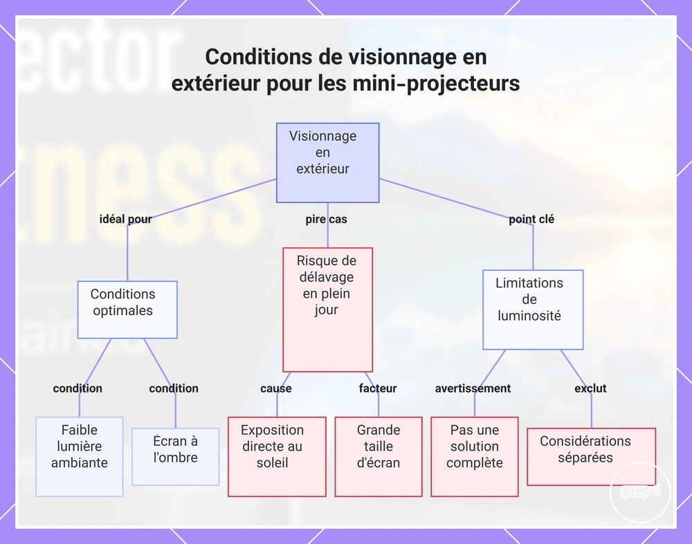 Conditions de visionnage en extérieur pour les mini-projecteurs