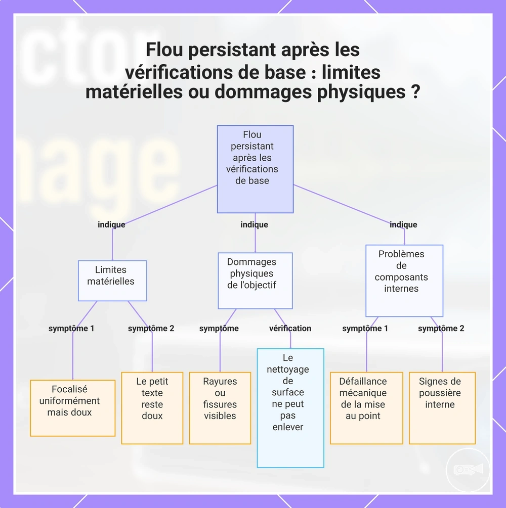 Flou persistant après les vérifications de base : limites matérielles ou dommages physiques ?