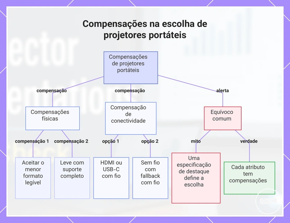 Compensações na escolha de projetores portáteis