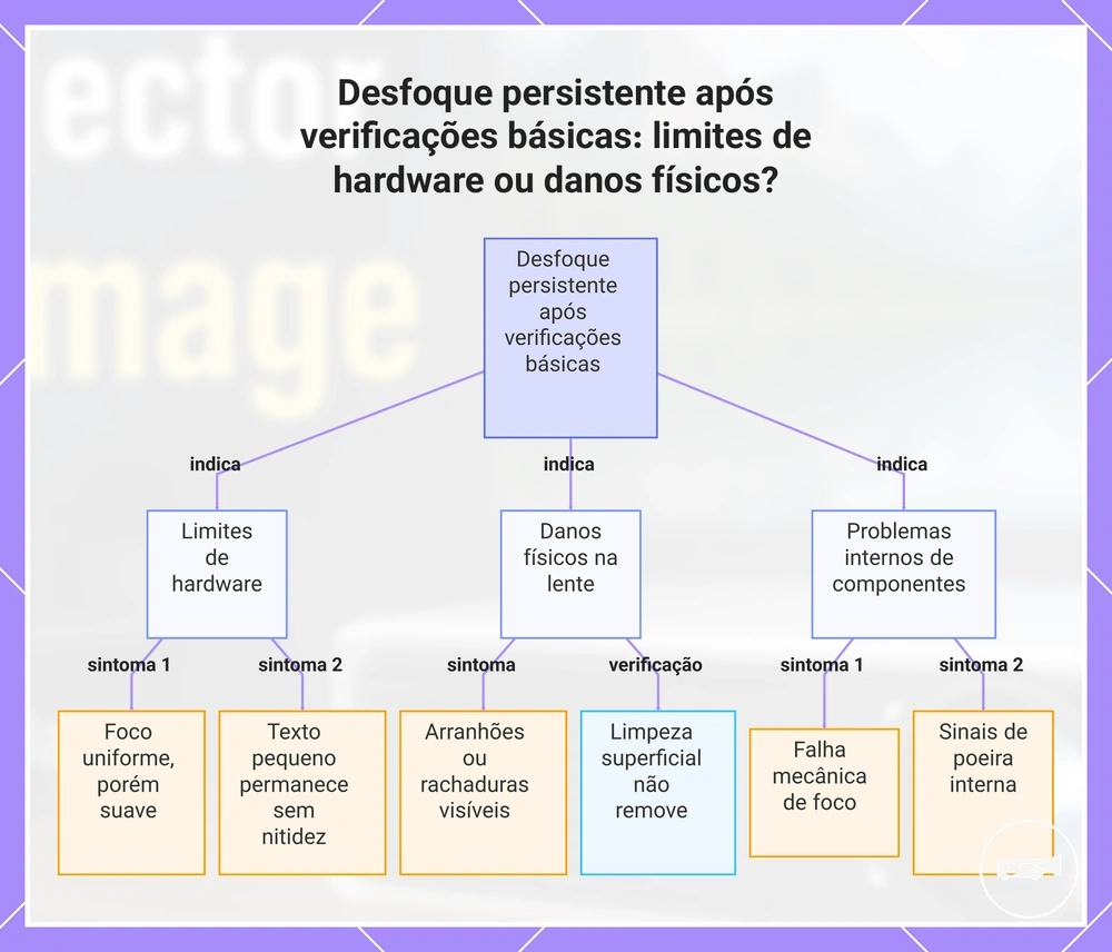 Desfoque persistente após verificações básicas: limites de hardware ou danos físicos?