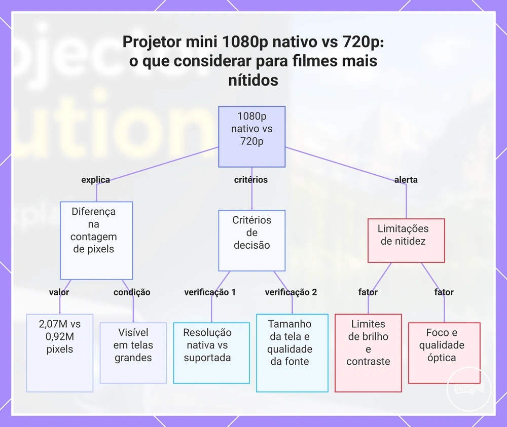 Projetor mini 1080p nativo vs 720p: o que considerar para filmes mais nítidos