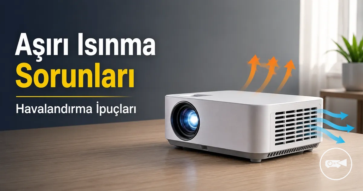 Havalandırma bölümleri görünen ve çevresinde boşluk bulunan mini projeksiyon cihazı