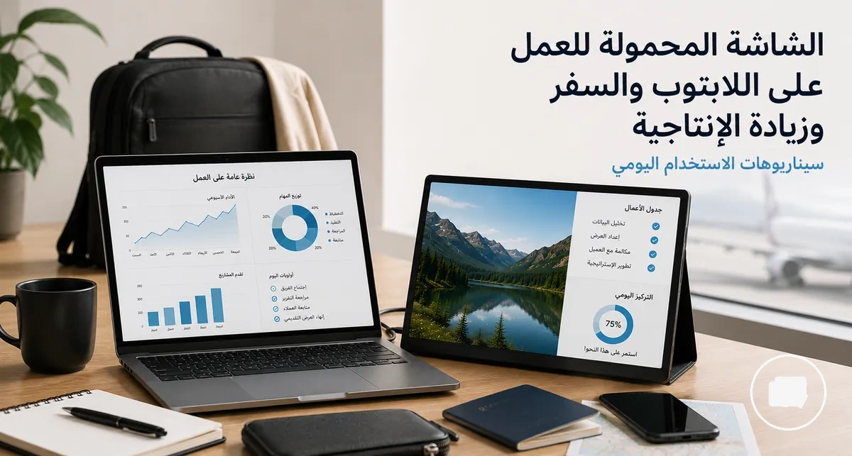 شاشة محمولة تستخدم مع لابتوب للعمل والسفر وزيادة الإنتاجية
