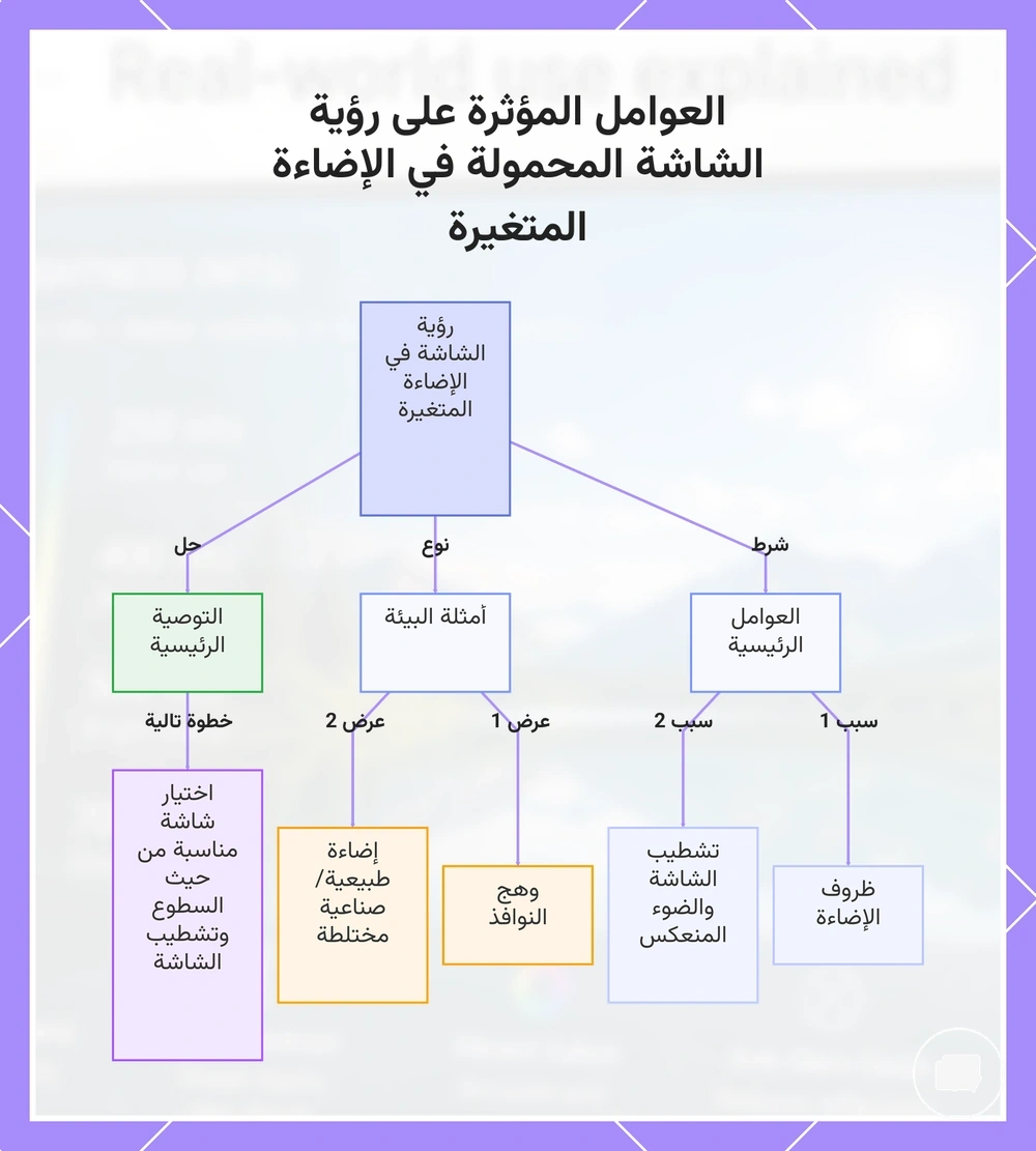 العوامل المؤثرة على رؤية الشاشة المحمولة في الإضاءة المتغيرة