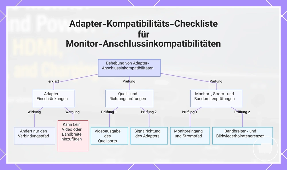 Adapter-Kompatibilitäts-Checkliste für Monitor-Anschlussinkompatibilitäten