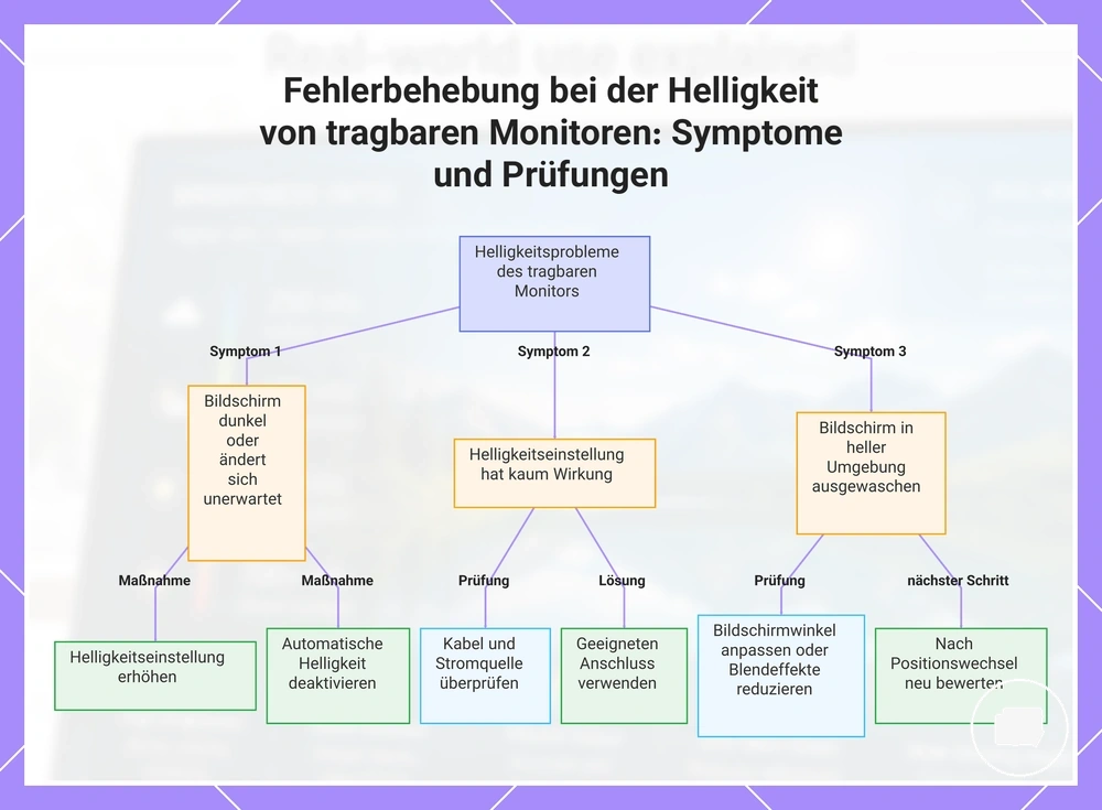 Fehlerbehebung bei der Helligkeit von tragbaren Monitoren: Symptome und Prüfungen