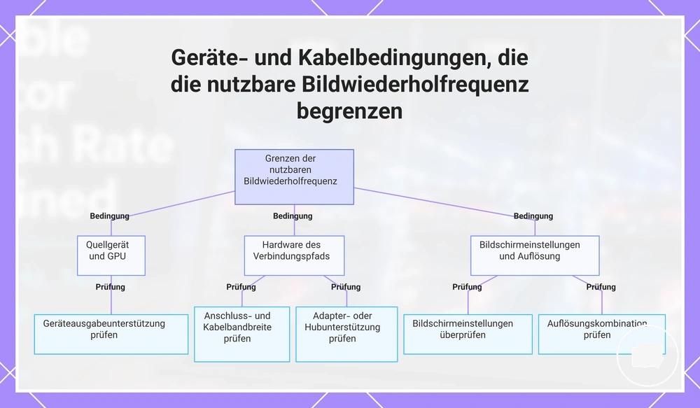 Geräte- und Kabelbedingungen, die die nutzbare Bildwiederholfrequenz begrenzen