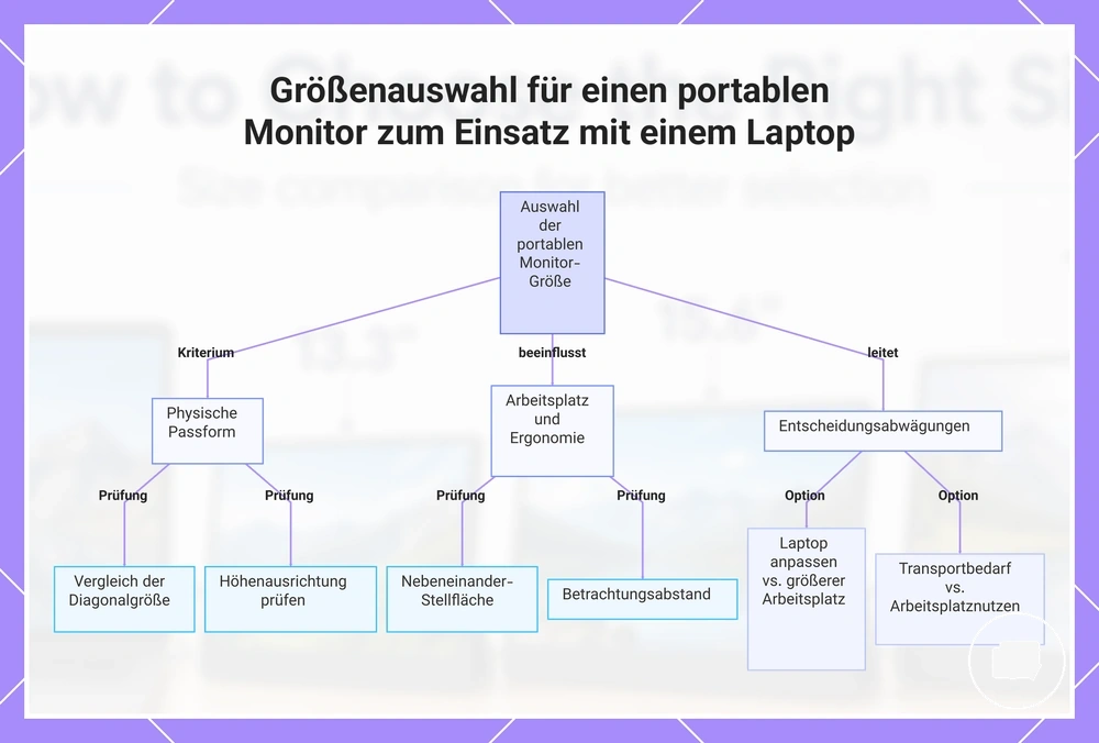 Größenauswahl für einen portablen Monitor zum Einsatz mit einem Laptop