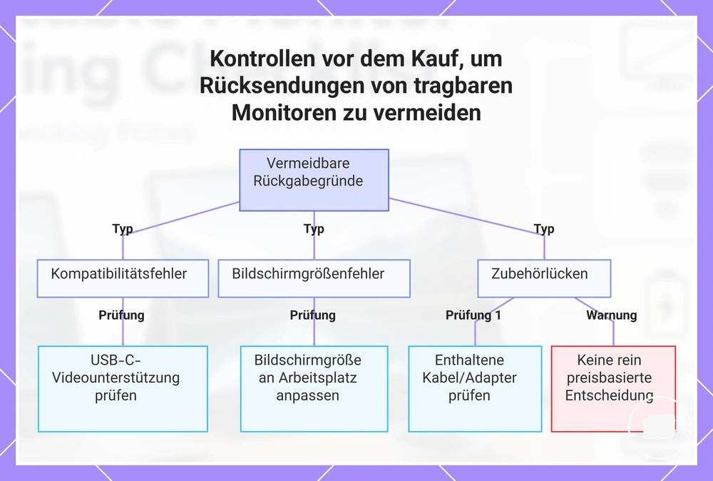 Kontrollen vor dem Kauf, um Rücksendungen von tragbaren Monitoren zu vermeiden