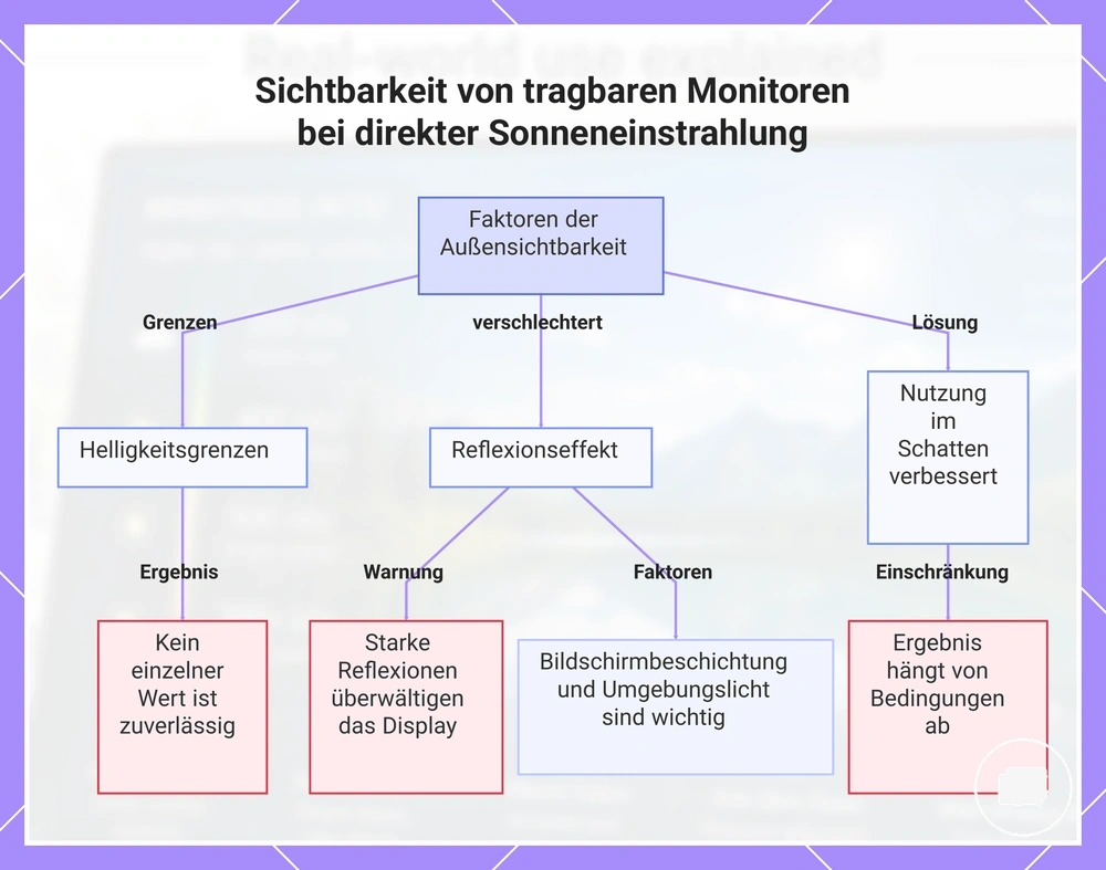 Sichtbarkeit von tragbaren Monitoren bei direkter Sonneneinstrahlung
