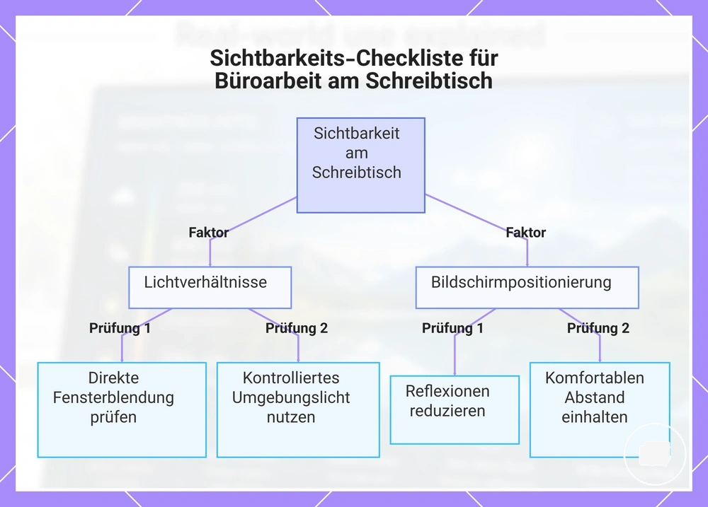 Sichtbarkeits-Checkliste für Büroarbeit am Schreibtisch