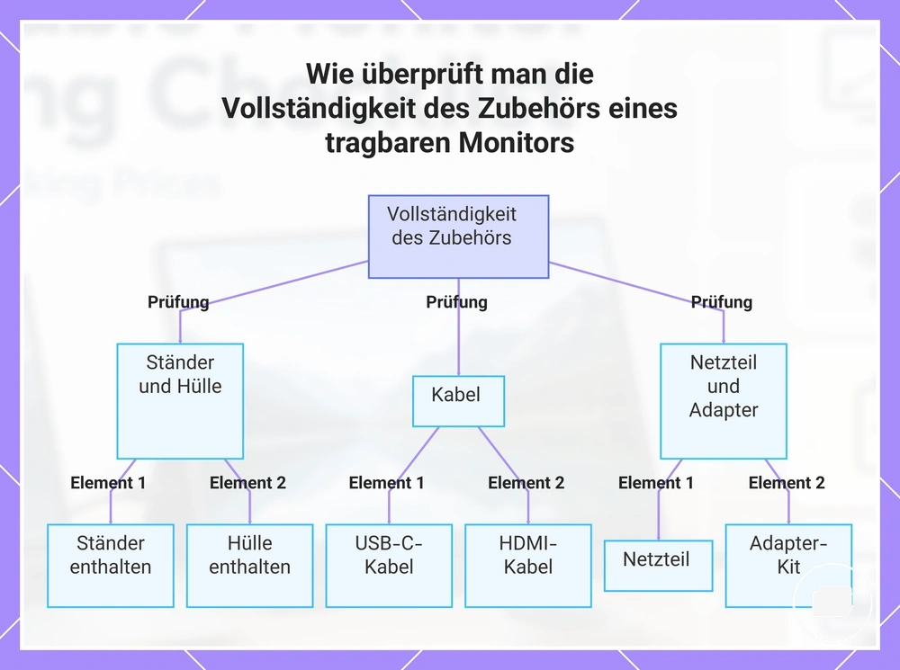 Wie überprüft man die Vollständigkeit des Zubehörs eines tragbaren Monitors