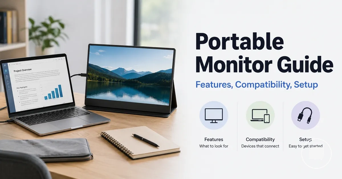 Portable monitor connected as a second screen for work and travel use