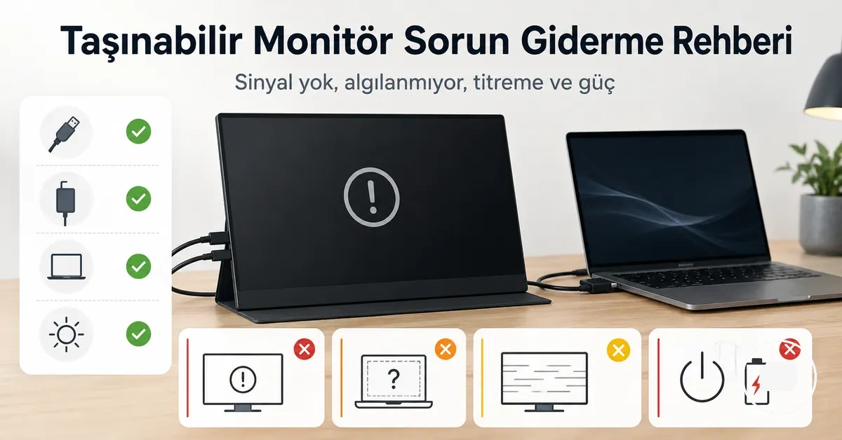 Portable monitor protected with a case, cover, and cleaning cloth for maintenance