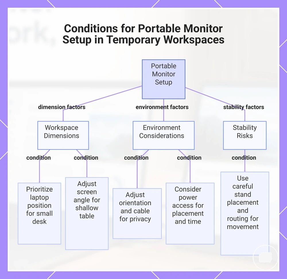 Conditions for Portable Monitor Setup in Temporary Workspaces