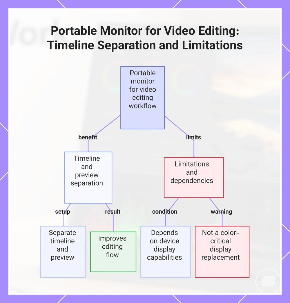 Portable Monitor for Video Editing: Timeline Separation and Limitations