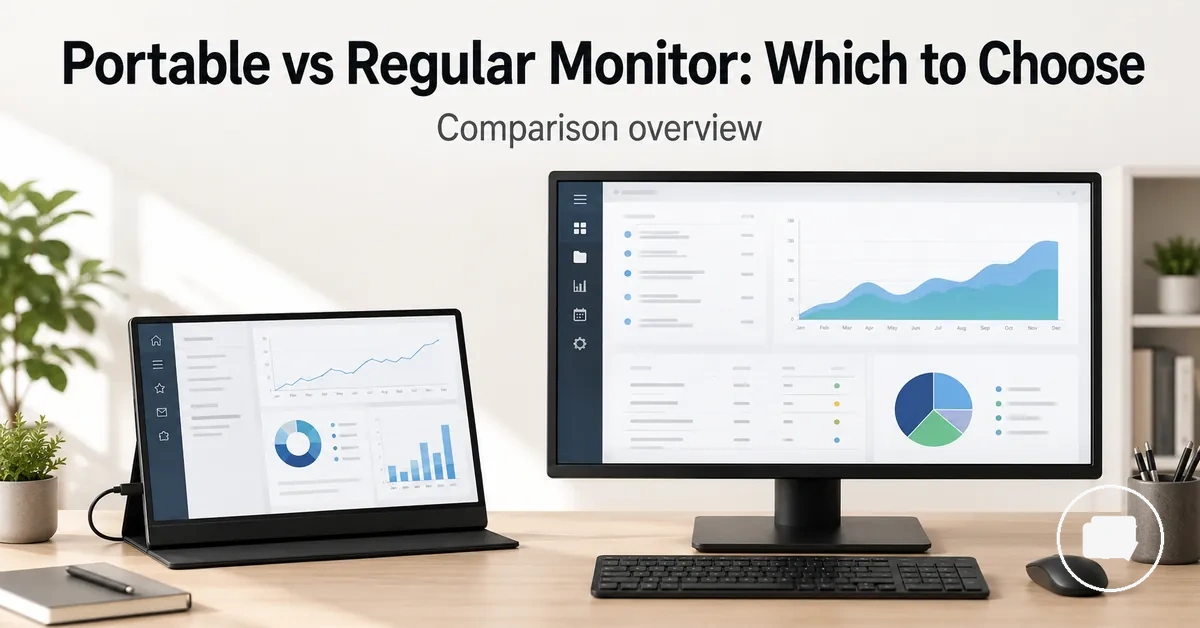 Portable monitor placed beside a regular desktop monitor for comparison