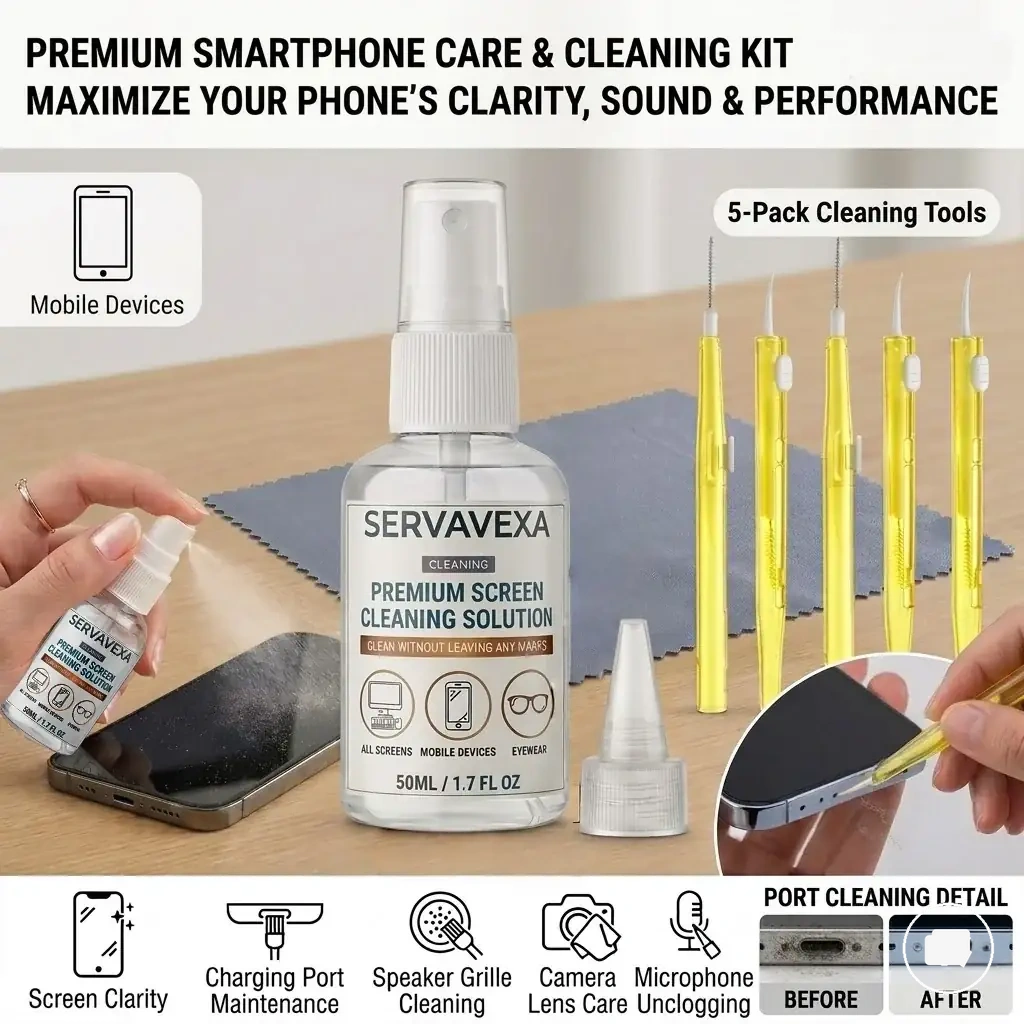 Kit de spray limpiapantallas con cepillos y paño de microfibra para monitores, portátiles, tabletas y cámaras