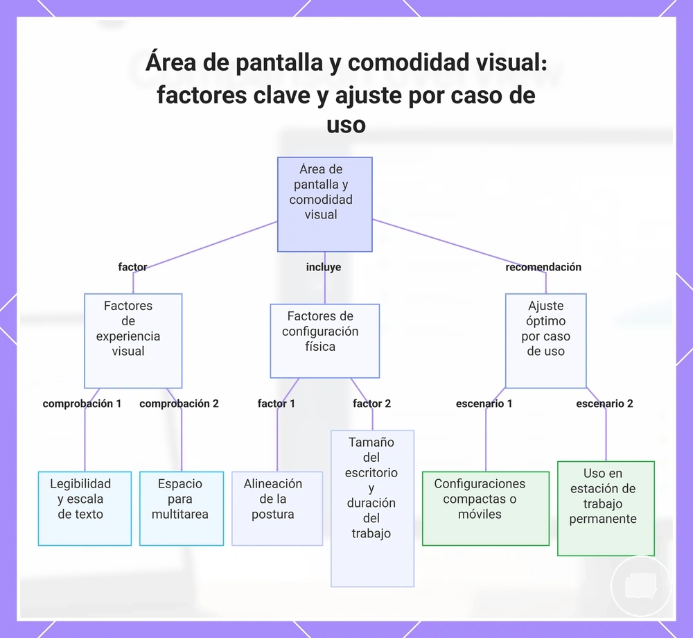 Área de pantalla y comodidad visual: factores clave y ajuste por caso de uso