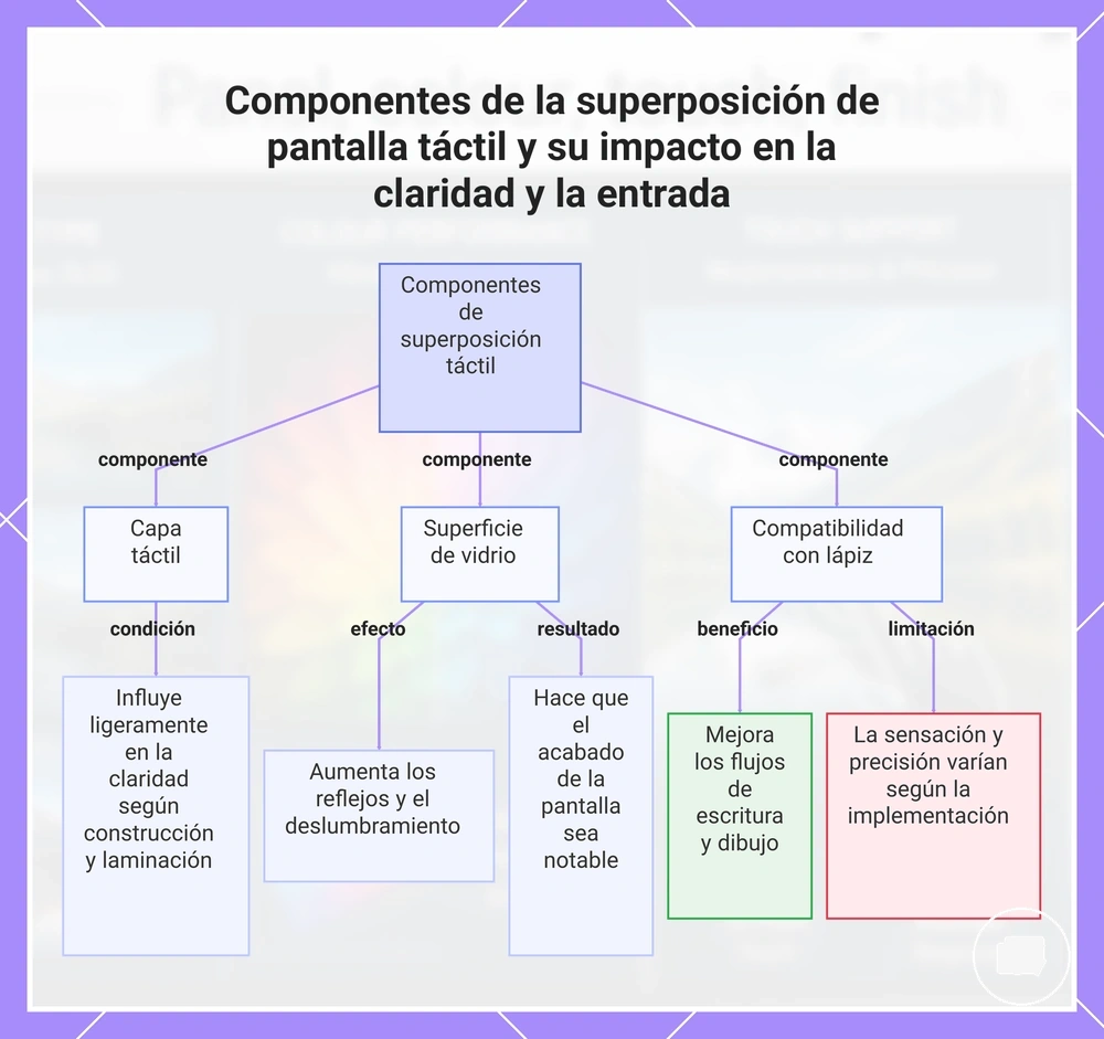 Componentes de la superposición de pantalla táctil y su impacto en la claridad y la entrada