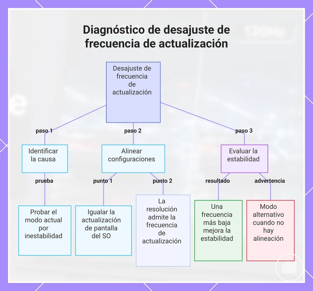 Diagnóstico de desajuste de frecuencia de actualización