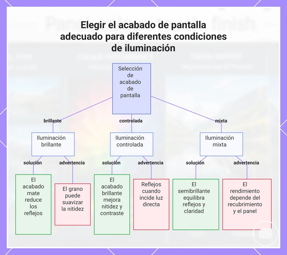 Elegir el acabado de pantalla adecuado para diferentes condiciones de iluminación