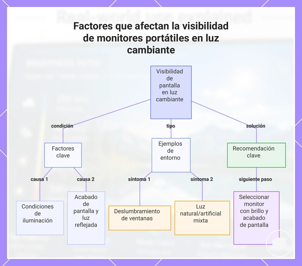 Factores que afectan la visibilidad de monitores portátiles en luz cambiante