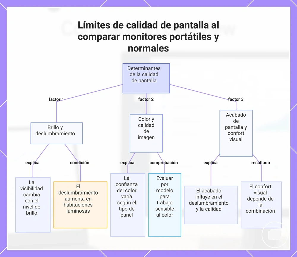 Límites de calidad de pantalla al comparar monitores portátiles y normales