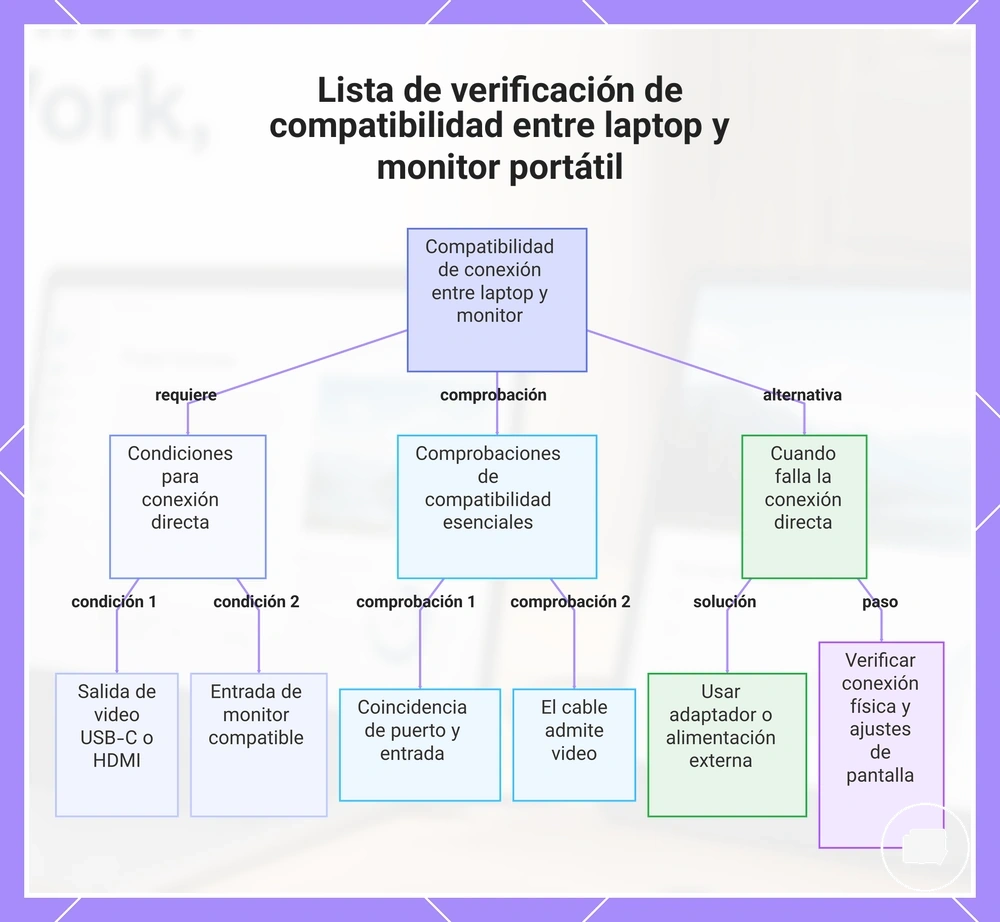 Lista de verificación de compatibilidad entre laptop y monitor portátil