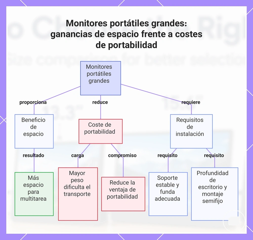 Monitores portátiles grandes: ganancias de espacio frente a costes de portabilidad