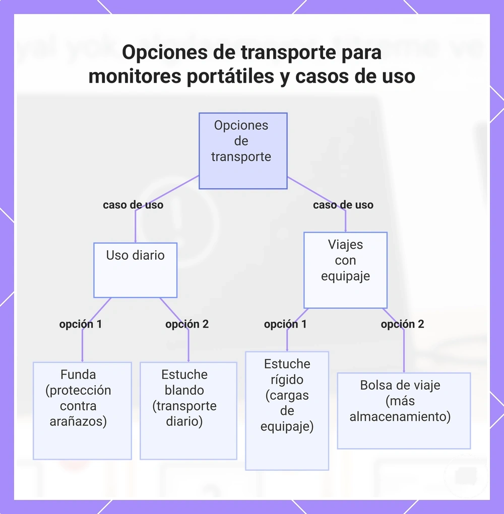Opciones de transporte para monitores portátiles y casos de uso