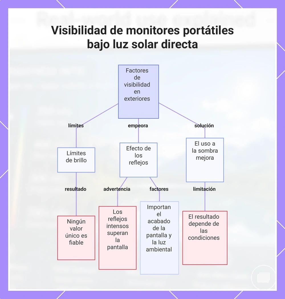 Visibilidad de monitores portátiles bajo luz solar directa