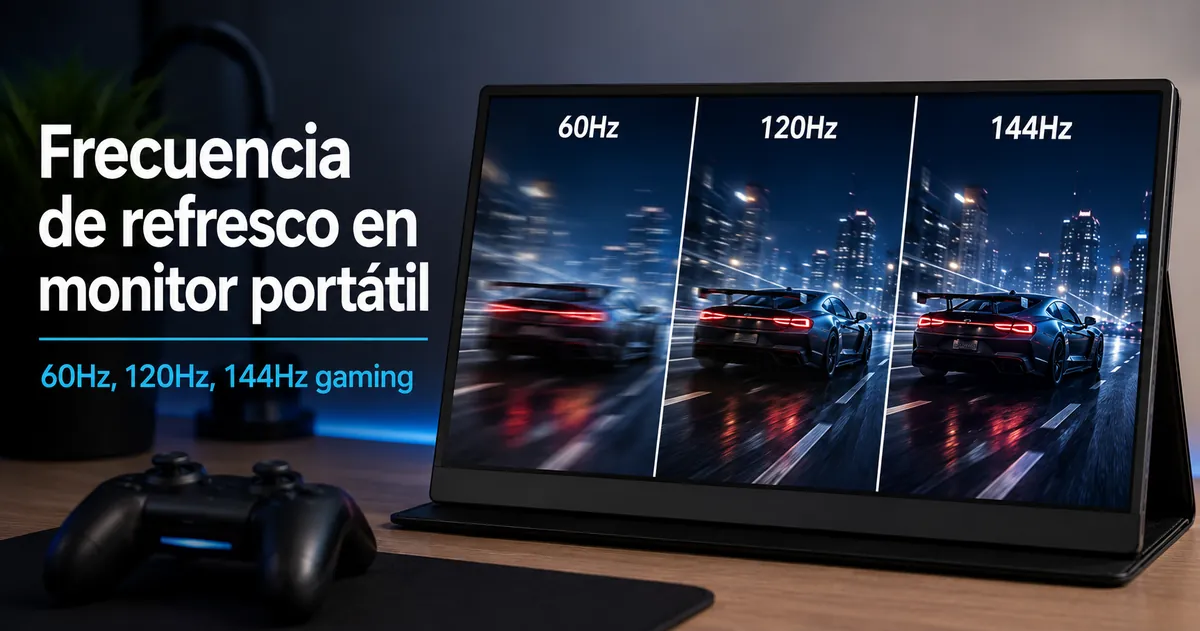 Monitor portátil usado para gaming al comparar el rendimiento de la frecuencia de refresco